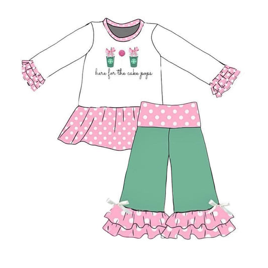 No moq GLP1465 Pre-order Size 3-6m to 14-16t baby girl clothes long sleeve top with trousers kids autumn set