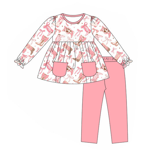 No moq GLP1467 Pre-order Size 3-6m to 14-16t baby girl clothes long sleeve top with trousers kids autumn set