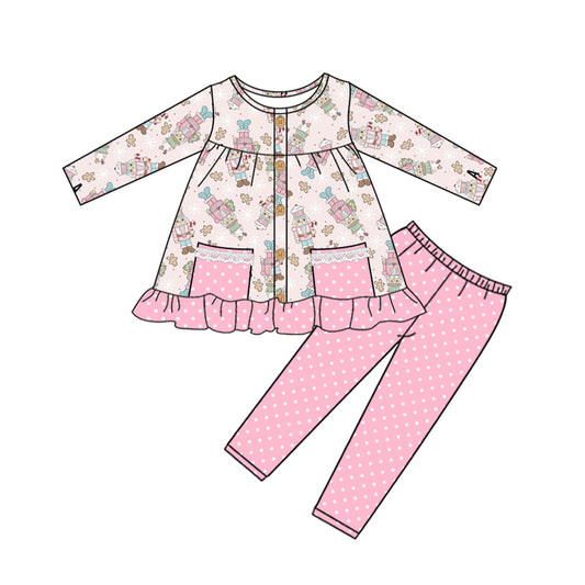No moq GLP1471 Pre-order Size 3-6m to 14-16t baby girl clothes long sleeve top with trousers kids autumn set