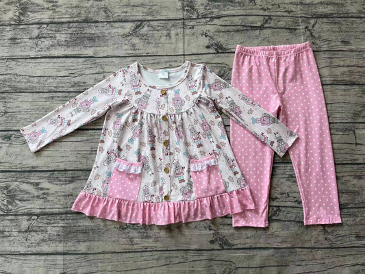 No moq GLP1471 Pre-order Size 3-6m to 14-16t baby girl clothes long sleeve top with trousers kids autumn set