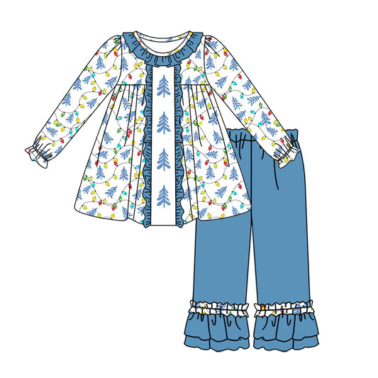 No moq GLP1472 Pre-order Size 3-6m to 14-16t baby girl clothes long sleeve top with trousers kids autumn set