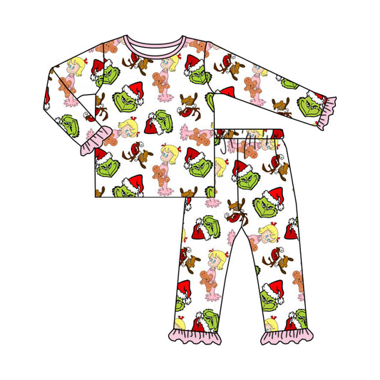 No moq GLP1477 Pre-order Size 3-6m to 14-16t baby girl clothes long sleeve top with trousers kids autumn set