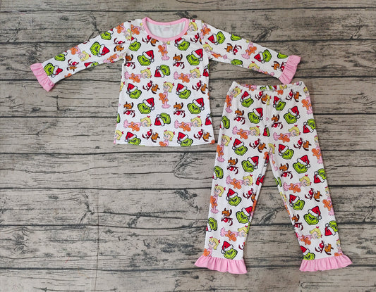 No moq GLP1477 Pre-order Size 3-6m to 14-16t baby girl clothes long sleeve top with trousers kids autumn set