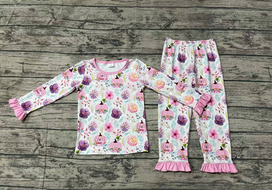 No moq GLP1482  Pre-order Size 3-6m to 14-16t baby girl clothes long sleeve top with trousers kids autumn set