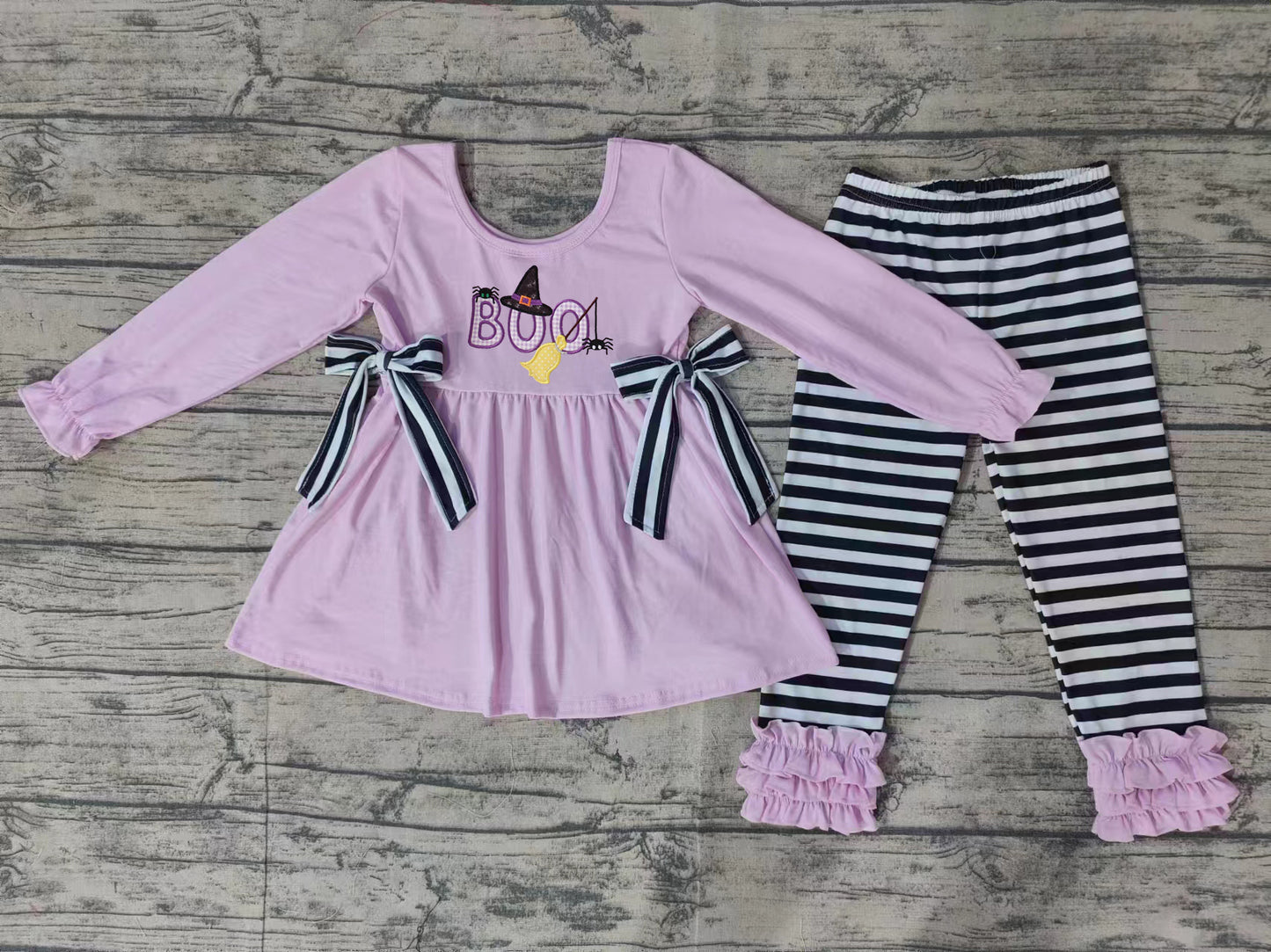 No moq GLP1483  Pre-order Size 3-6m to 14-16t baby girl clothes embroidery long sleeve top with trousers kids autumn set