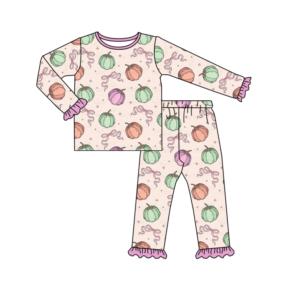 No moq GLP1497 Pre-order Size 3-6m to 14-16t baby girl clothes long sleeve top with trousers kids autumn set