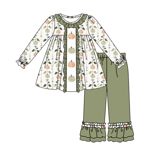 No moq GLP1499 Pre-order Size 3-6m to 14-16t baby girl clothes long sleeve top with trousers kids autumn set