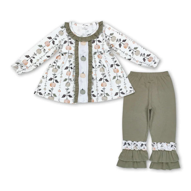 RTS Sibling Long sleeves pumpkin tunic pants girls fall clothes