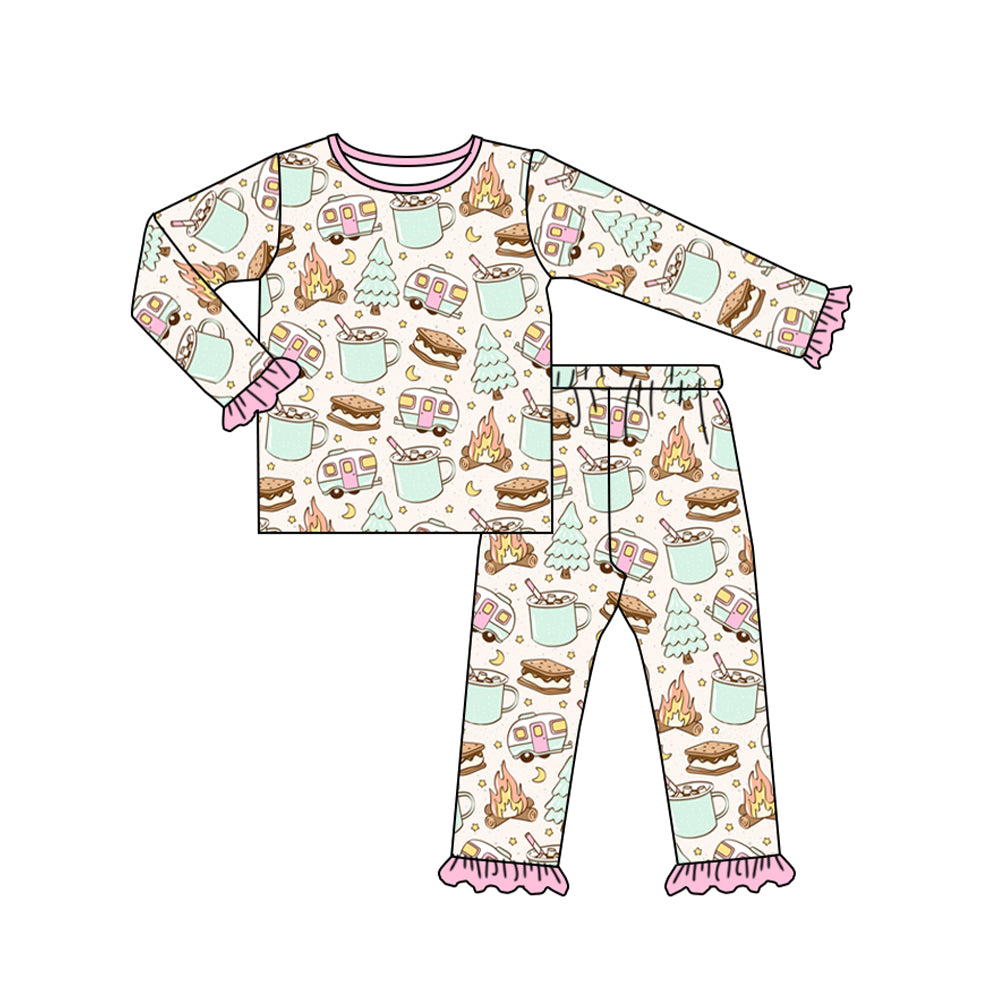 No moq GLP1502 Pre-order Size 3-6m to 14-16t baby girl clothes long sleeve top with trousers kids autumn set