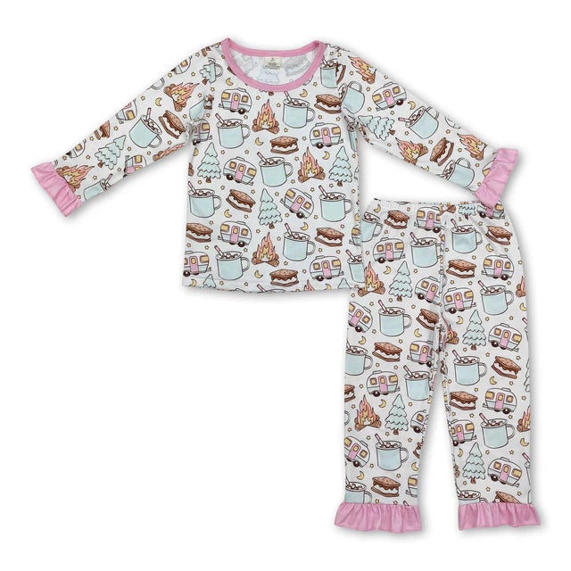 RTS Sibling Baby Girls Christmas Shelf Bamboo Pajamas Clothes Sets