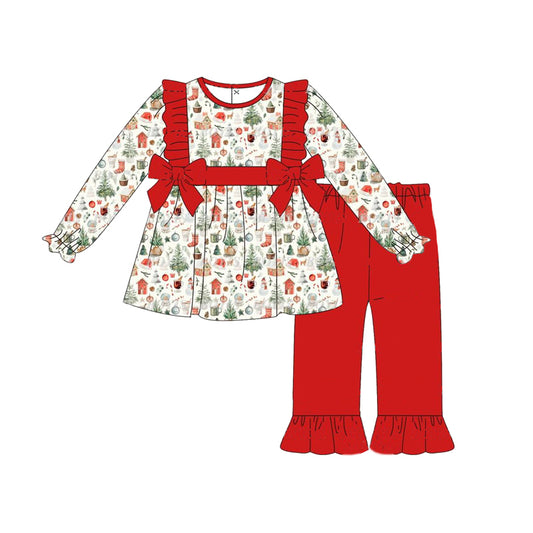 No moq GLP1506  Pre-order Size 3-6m to 14-16t baby girl clothes long sleeve top with trousers kids autumn set