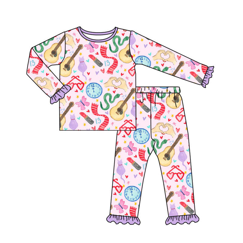 No moq GLP1514  Pre-order Size 3-6m to 14-16t baby girl clothes long sleeve top with trousers kids autumn set