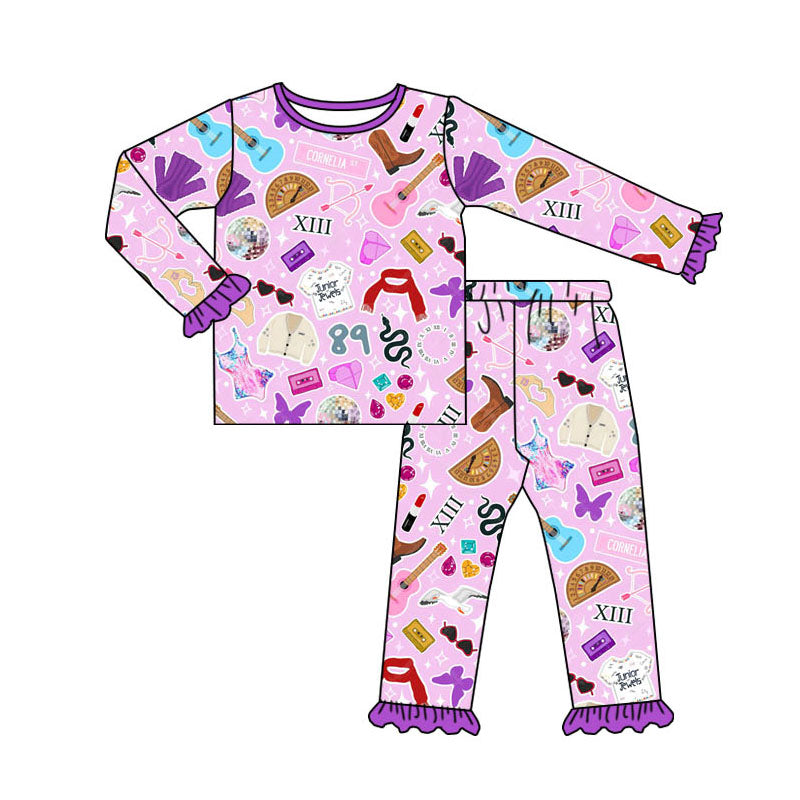 No moq GLP1515  Pre-order Size 3-6m to 14-16t baby girl clothes long sleeve top with trousers kids autumn set