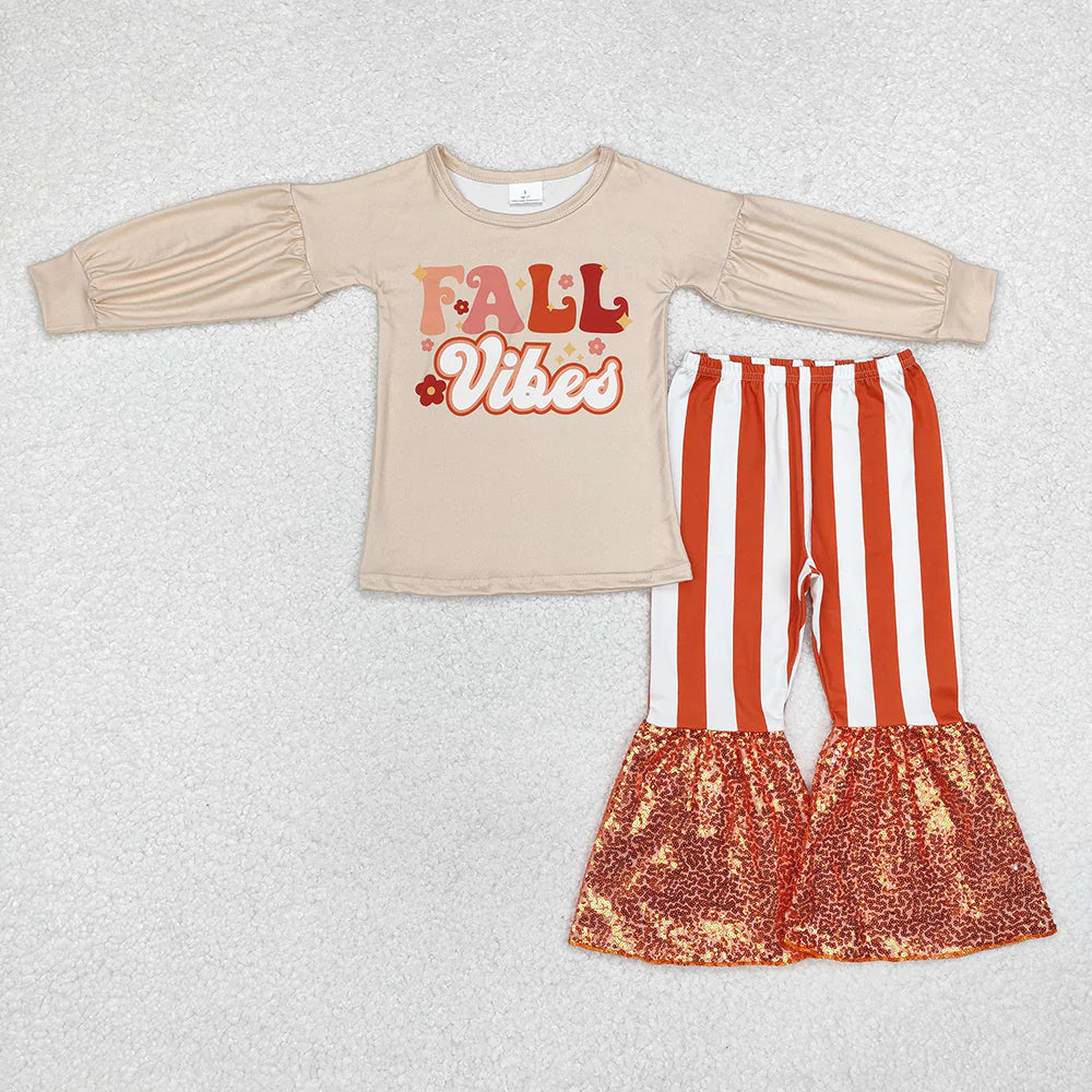 10.3 RTS Sibling Baby Girls Fall Shirt Bell Pants Outfits Sets