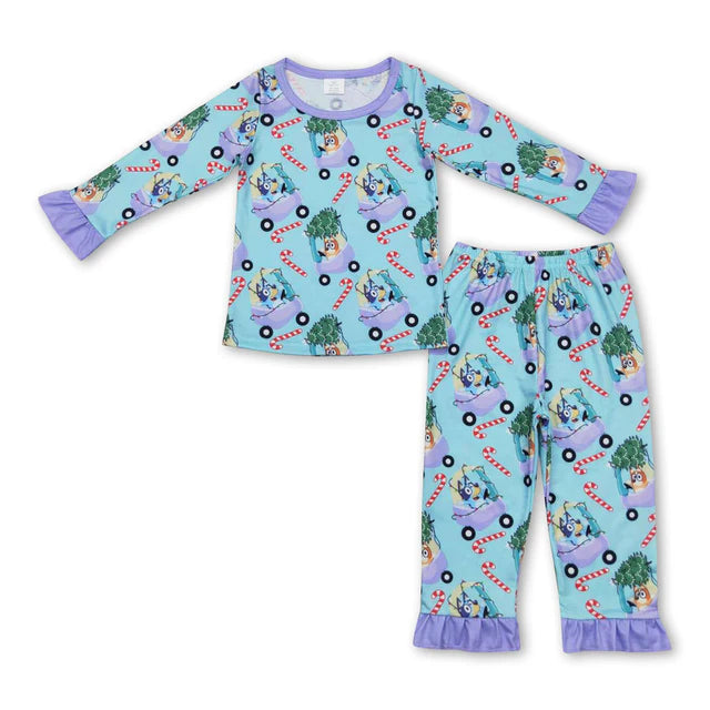 RTS Sibling Baby Girls Christmas Shelf Bamboo Pajamas Clothes Sets
