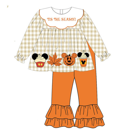 No moq GLP1562 Pre-order Size 3-6m to 14-16t baby girl clothes long sleeve top with trousers kids autumn set