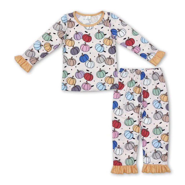 RTS Sibling Baby girls Pumpkin Halloween pajamas