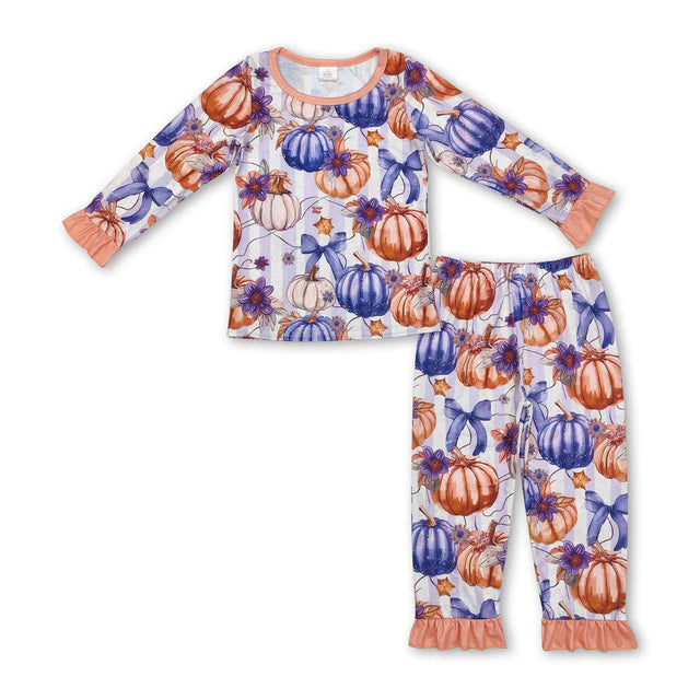 RTS Sibling Baby girls Pumpkin Halloween pajamas