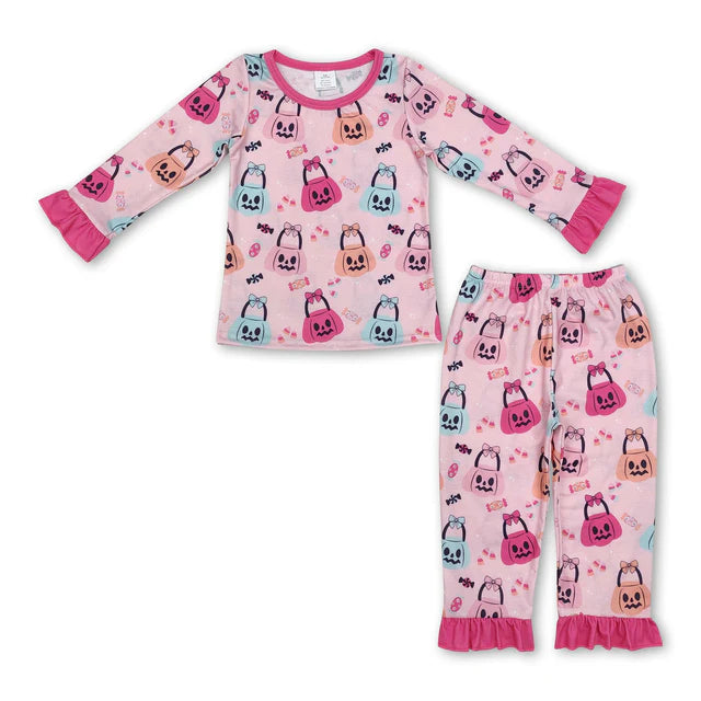 RTS Sibling Baby girls Pumpkin Halloween pajamas