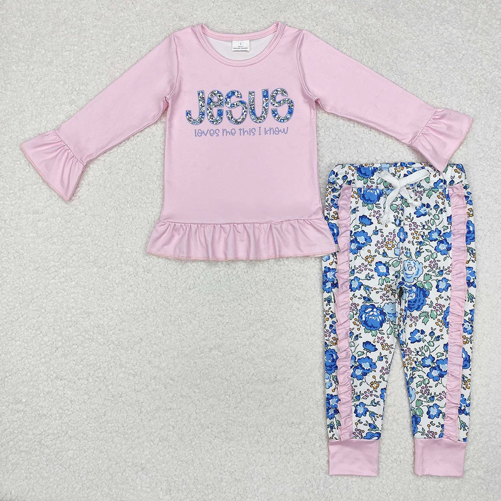 2.5 RTS Sibling Baby Girls Boys Jesus Top Pants Church Clothes Sets