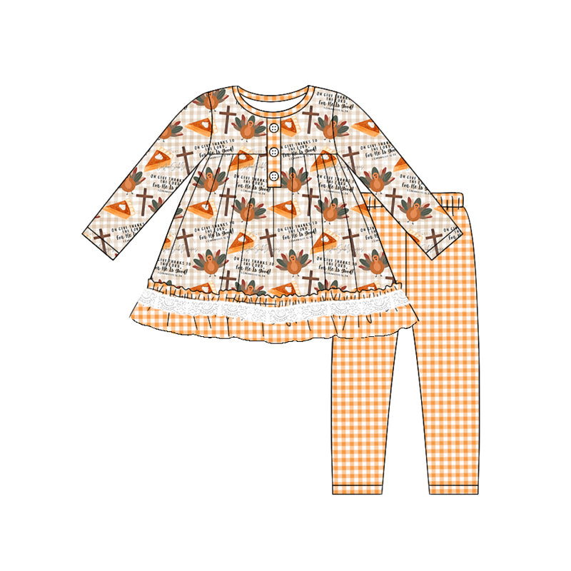 No moq GLP1683 Pre-order Size 3-6m to 14-16t baby girl clothes long sleeve top with trousers kids autumn set