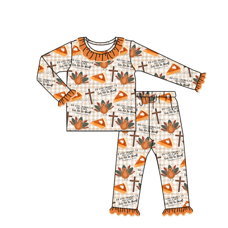 No moq GLP1686 Pre-order Size 3-6m to 14-16t baby girl clothes long sleeve top with trousers kids autumn set