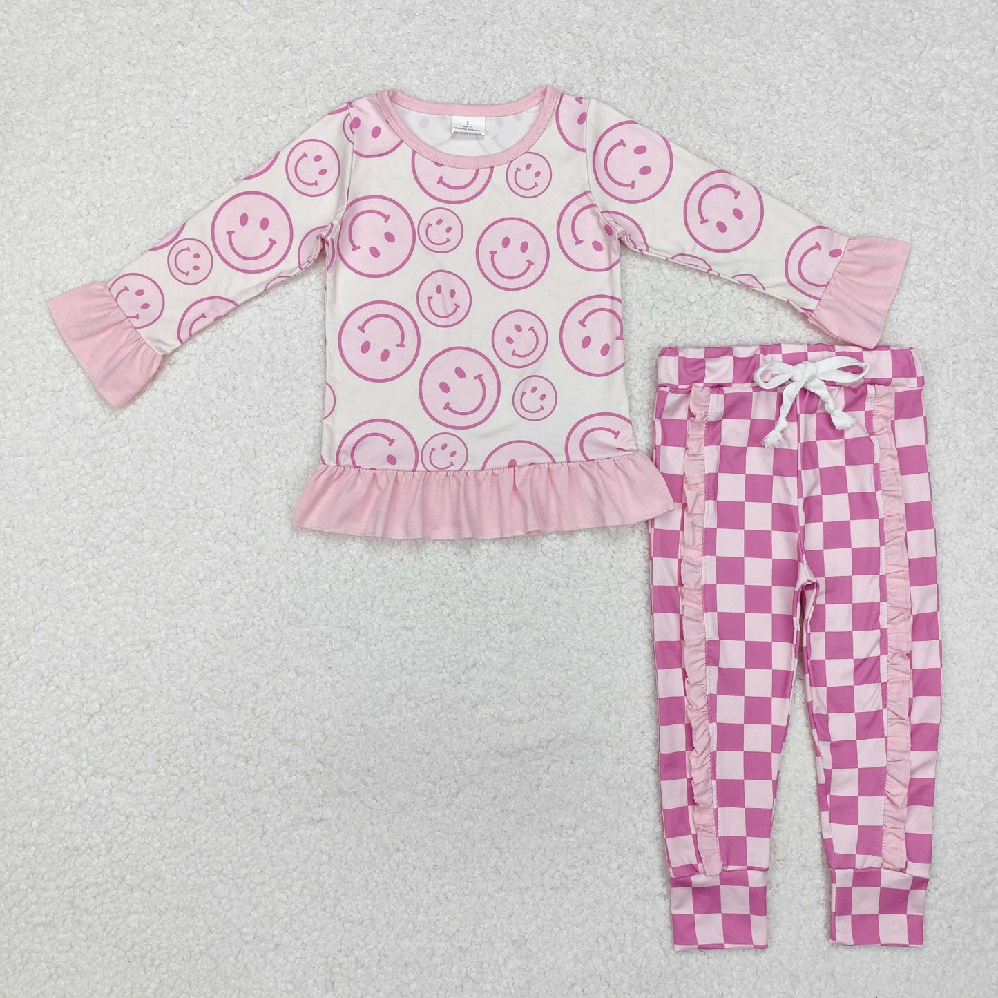 GLP1722 Baby Girls Smile Pink Top Ruffle Pants Outfits Sets