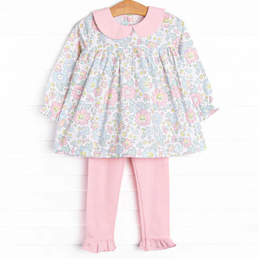 No moq GLP1723 Pre-order Size 3-6m to 14-16t baby girl clothes long sleeve top with trousers kids autumn set