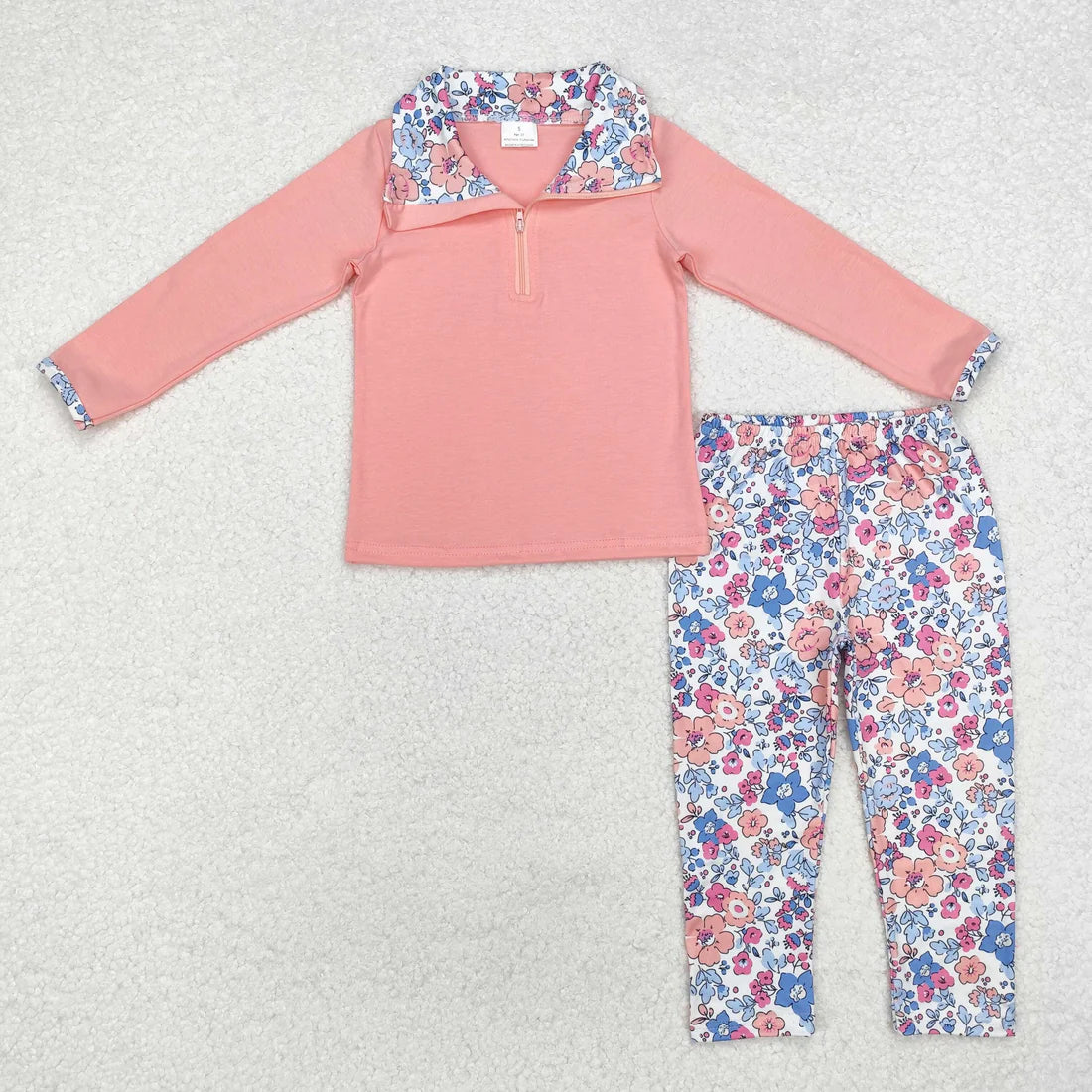 10.2 RTS Sibling Baby Kids Fall Flowers Leopard Pullovers Pockets Legging Pants Clothing Sets