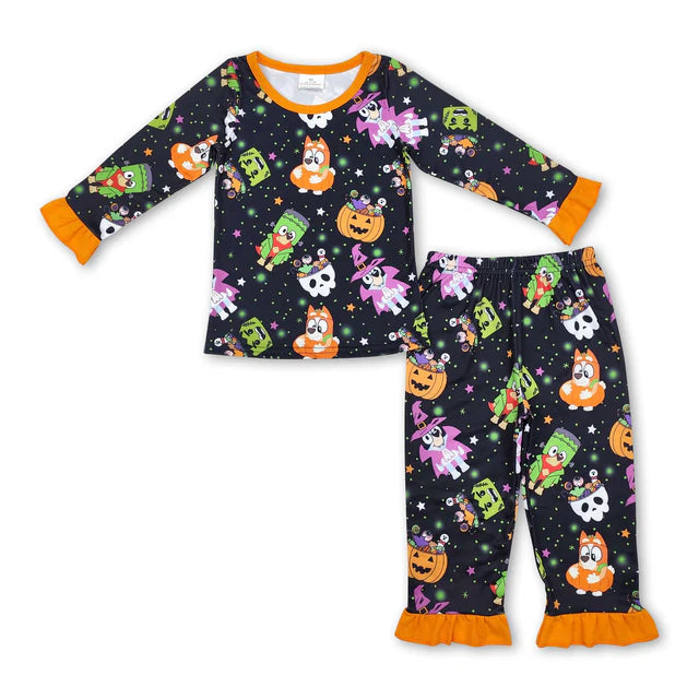 RTS Sibling Baby girls Pumpkin Halloween pajamas