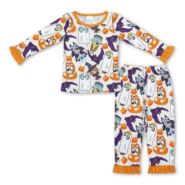 RTS Sibling Baby girls Pumpkin Halloween pajamas