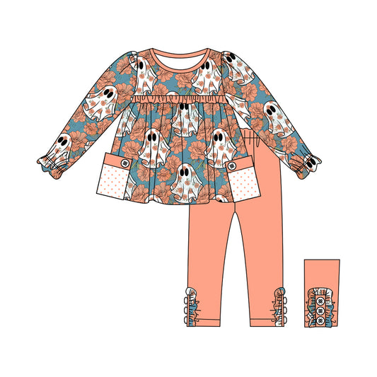 No moq GLP1786  Pre-order Size 3-6m to 14-16t baby girl clothes long sleeve top with trousers kids autumn set