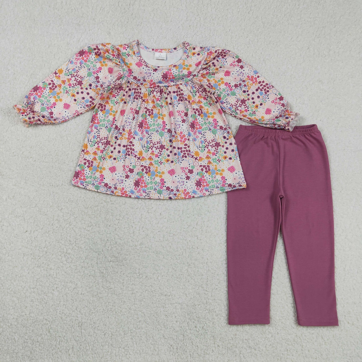 3.16 RTS NO MOQ （In stock）GLP1817 Baby Girls Fashion Colorful Flowers Tunic Legging Pants Clothes Sets