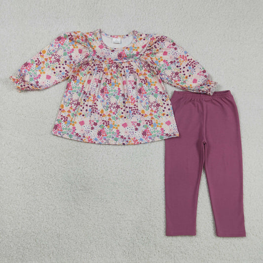 3.16 RTS NO MOQ （In stock）GLP1817 Baby Girls Fashion Colorful Flowers Tunic Legging Pants Clothes Sets