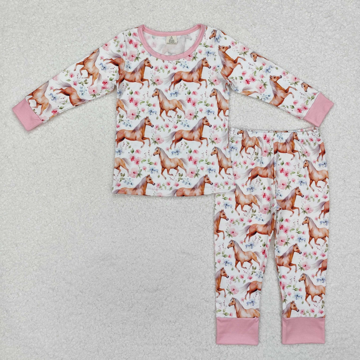 GLP1831 Pink floral horse kids girls pajamas