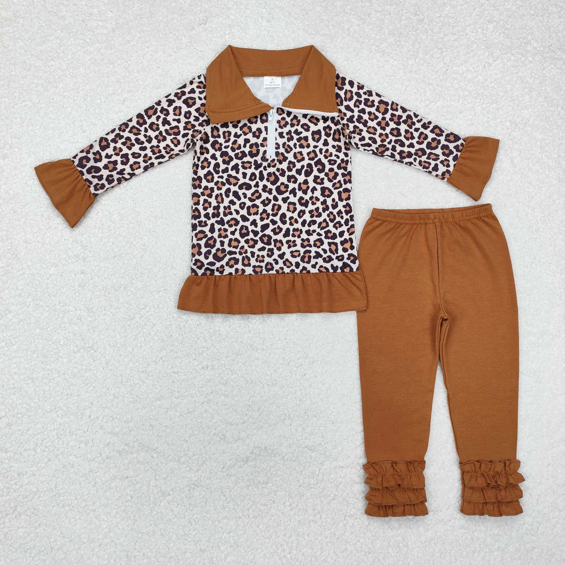 10.2 RTS Sibling Baby Kids Fall Flowers Leopard Pullovers Pockets Legging Pants Clothing Sets