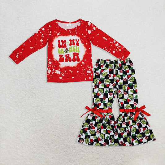 8.19 GLP1902 RTS NO MOQ Baby Girls Winter Outfits  Baby Girls Green Frog Era Tops Bell Pants Clothes Sets