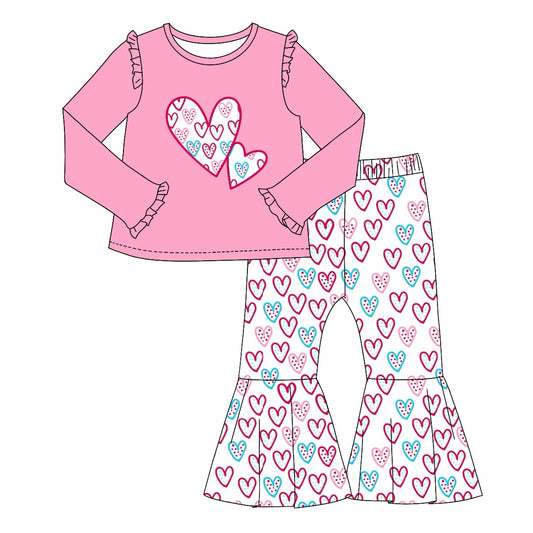 No moq GLP1985  Pre-order Size 3-6m to 14-16t baby girl clothes long sleeve top with trousers kids autumn set