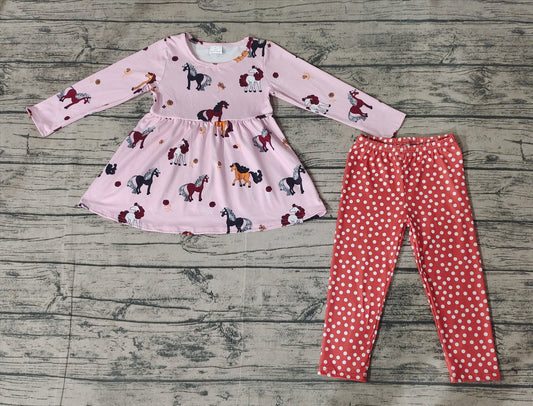 Baby Girls Horses Ruffle Tunic Top Legging Clothes Sets Preorder GLP2072