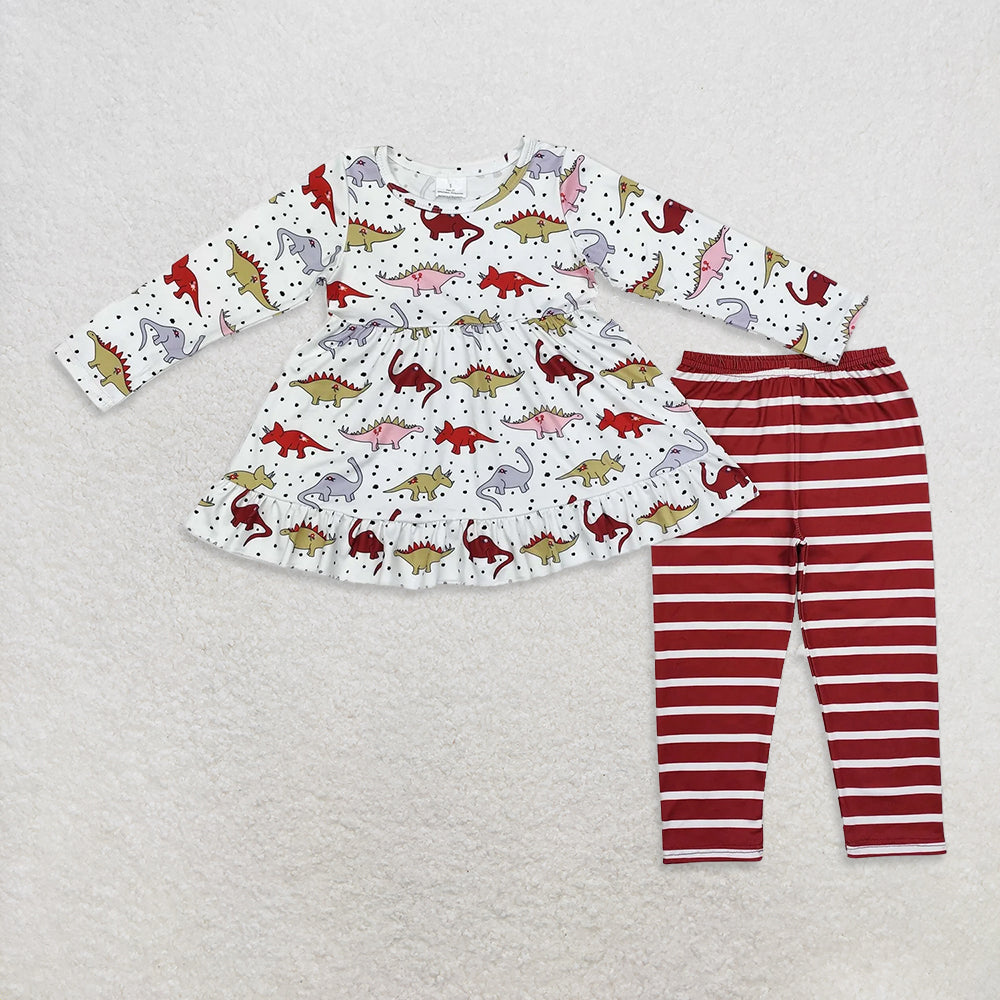 10.17 RTS Sibling Baby Girls Bows Flowers Tunic Leggings Pant Long Ruffle Sleeves Clothes Sets