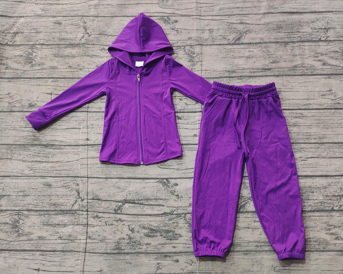 GLP2079Purple zipper hoodie pockets pants girls yoga set