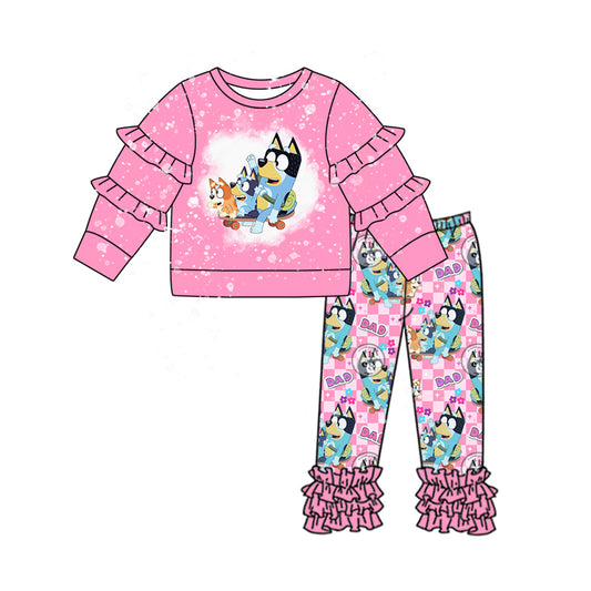 No moq  GLP2088  Pre-order Size 3-6m to 14-16t baby girl clothes long sleeve top with trousers kids autumn set