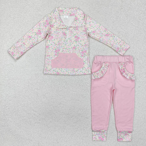 9.18 RTS Sibling Baby Boys Girls Floral Leopard Zipper Pullovers Leggings Pant Fall Clothes Sets