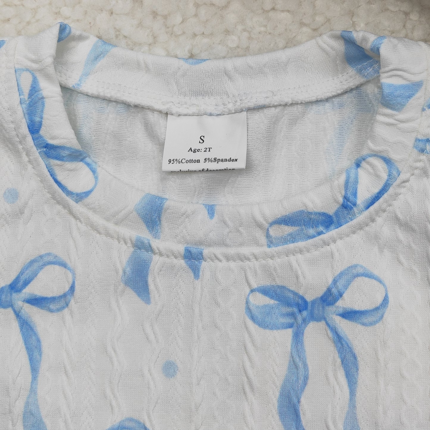 GLP2143  Light blue bow cable knit top pants kids girls outfits