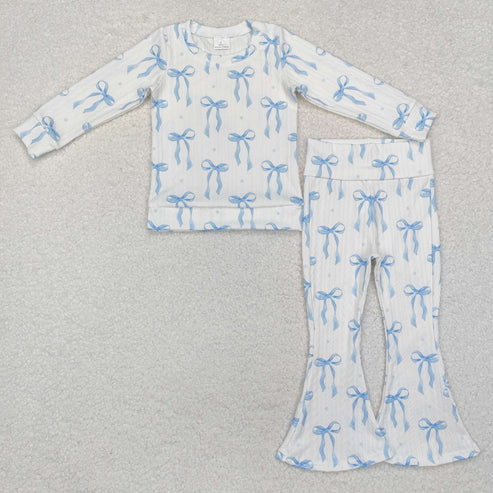 9.17 RTS Sibling Baby Girls Bows Flowers Tunic Leggings Pant Ruffle Sleeves Clothes Sets