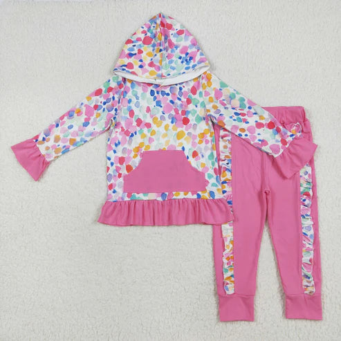 9.18 RTS Sibling Baby Girls Floral Dinosaurs Pockets Hoodies Ruffle Leggings Pant Clothes Sets