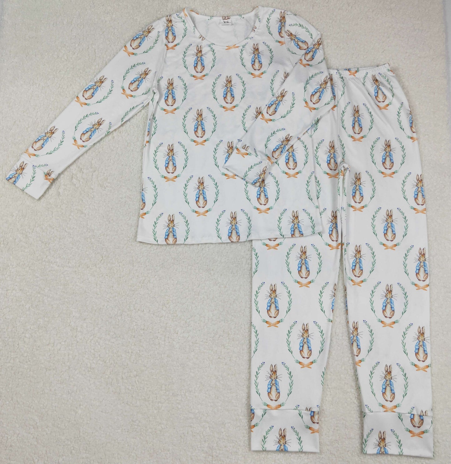 GLP2219Cute Long-Sleeved Rabbit Carrot-Adorned Adult Easter Pajamas