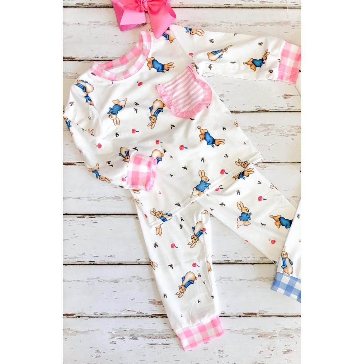 Baby Girls and Boys  Easter Bunny Pocket Top Pants Pajamas Clothing Sets Preorder