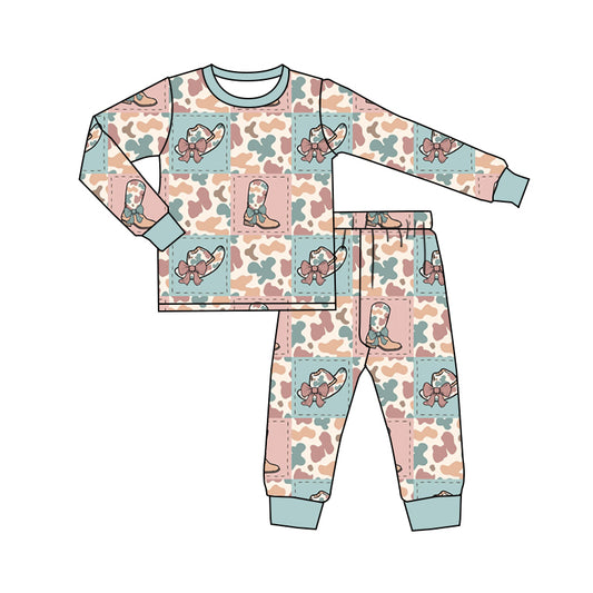 Baby Girls Camo Hats Western Top Pants Pajamas Clothing Sets Preorder GLP2227