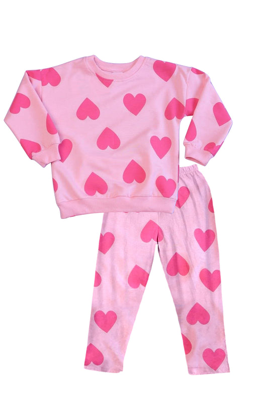 Baby Girls Pink Valentines Hearts Top Legging Clothes Sets Preorder  GLP2230